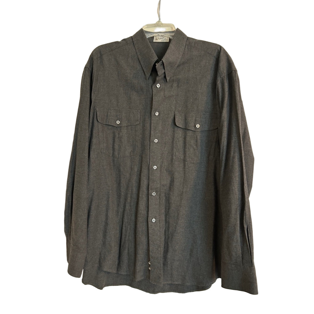 Men’s Barcelino by Cellini Cotton Button-Up Shirt XL Gray Italy